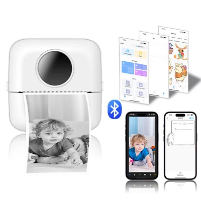 Portable Mini Pocket Thermal Photo Printer Wireless Bluetooth Inkless Printing - Image 1 of 4