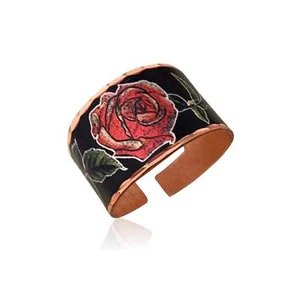 Gothic Style Red Rose Rings Copper Wide Cuff Rings Copper Fashion Rings - Picture 1 of 1