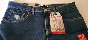 NWT Levis 710 Super Skinny Jeans Girl 16 Reg Adjustable Waist Stretch Distressed - Picture 1 of 12