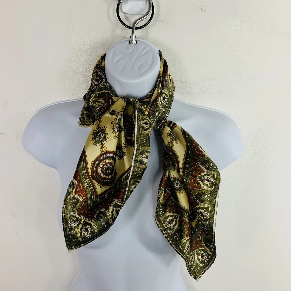 Bufanda cuadrada para mujer sin marca tono joya medallón amarillo rojo verde DE COLECCIÓN Foto 1 de 4