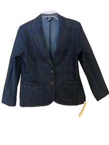 NWT Koret City Blues Petite Denim Jacket Tapered Size M Vtg 1983 USA Stretch - Picture 1 of 9