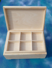 New Natural pine Wooden Box with 6 compartment lift out tray decorate yourself