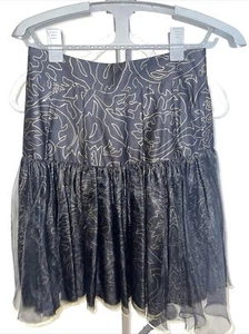 Vintage Jeanne Marc skirt layered size XS extra small 4 6 EUC black gold party - Picture 1 of 5