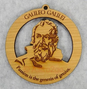 GALILEO GALILEI--Astronomy Space Telescope Science Timber Green wooden ornament - Picture 1 of 3