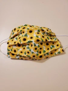 Adult Face Mask, Bright Sunflowers on White Background, Gold Flowers, Ukraine - Picture 1 of 2