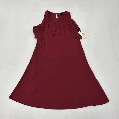 Ivanka Trump Wine Red Crepe Flutter Midi Sleeveless Lined Formal Dress Women’s M - Image 1 of 4