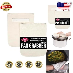 Durable Terry Hot Pad Pot Holders with Elastic Straps - 8" x 11" Convenience - Picture 1 of 8