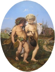 Jean Leon Gerome - Drunken Bacchus and Cupid - 17" x 22" Fine Art Print - Picture 1 of 1