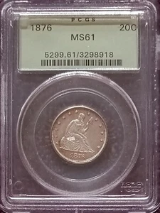 1876 Twenty Cent piece, a historical rarity and premium at PCGS MS-61 - Picture 1 of 5