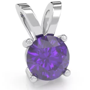 Amethyst Solitaire Pendant In 14k Solid Gold - Picture 1 of 20