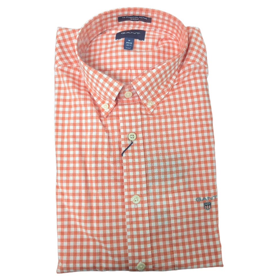 Camisa GANT Coral Naranja Tela Ancha Guinga Abotonada 3046700 Talla M Nueva con Etiquetas Foto 1 de 1
