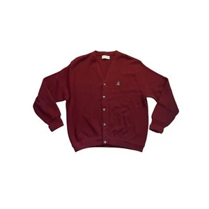 1990s Vintage IZOD Burgundy Button Up Knit Academic Cardigan Sweater Size XL - Bild 1 von 5