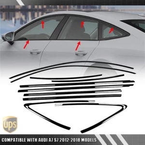 Tiras molduras de ventana de acero inoxidable negro para AUDI A7 S7 2012-2018 - Imagen 1 de 7