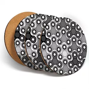 4 x Coasters  - BW - Fidget Spinner Pattern Kids Toy  #36802