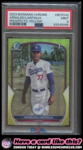 2023 Bowman Chrome Arnaldo Lantigua Yellow Refractor /75 Dodgers PSA 9 - Picture 1 of 1