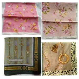 LOT OF 4 HANDKERCHIEF VINTAGE COTTON CLASSIC  PATTERN HANKY - Picture 1 of 5