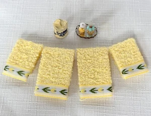 Dollhouse Miniature Bathroom Items - Towels, Chrysnbon Perfume, Toilet Paper - Picture 1 of 11