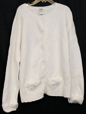 2009 Gymboree Valentine's Day White Knit Cardigan sz L 10-12 NWT Pocket Bow - Image 1 of 4