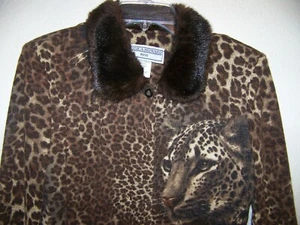 Jessica Howard leichter Pullover Leopard Kunstfellkragen Größe 10 - Bild 1 von 11