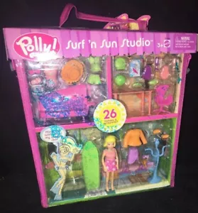 2003 Polly Pocket Surf 'n Sun Studio Spielset Etui Puppe & Zugang - Bild 1 von 3