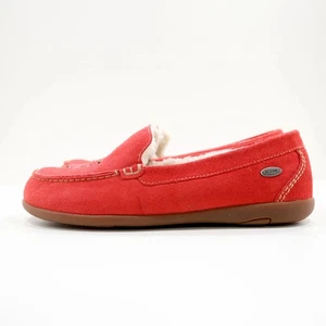 Acorn Prima Firmcore Red Suede Wool-Lined Moccasin Slippers - Women's 9 - Picture 1 of 7