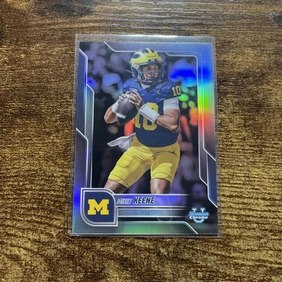 MIKEY KEENE MICHIGAN 2025 TOPPS BOWMAN CHROME U FOOTBALL 1ST SILVER REFRACTOR  - Image 1 of 2
