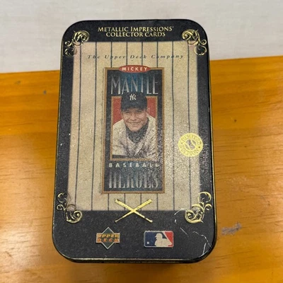 1995 Mickey Mantle Cubierta Superior Impresiones Metálicas Coleccionista Set Cartas Lata Foto 1 de 4