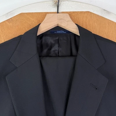 Joseph Abboud Suit Mens 44S Black 2 Button 100% Wool Pants 38x24 Pleated Front - Image 1 of 4