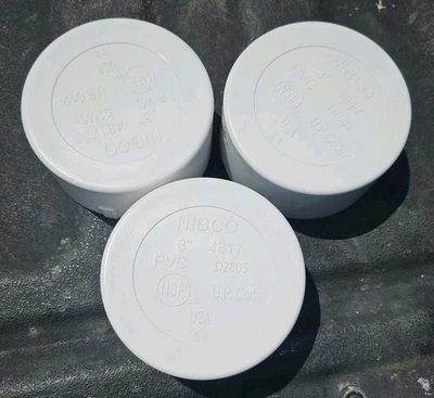 Nibco 4817 3" PVC Pipe Cap Sch 40 Lote de 3 Foto 1 de 2