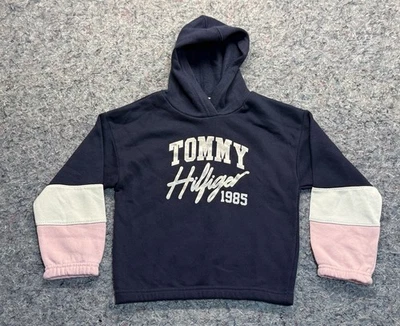 Tommy Hilfiger 1985 Hoodie Girls Size 6 Navy/White/Pink LS Pullover Sweatshirt - Image 1 of 4