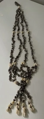 Винтажный подвесной держатель для растений MCM Puka Seashells 31 дюйм Boho Beach ретро раковина - Изображение 1 из 4