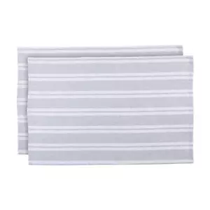 2x Grey Stripe 60cm x 40cm Cotton Tea Towels Kitchen Dish Towels Cloths - Picture 1 of 7
