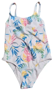 ROXY ONE PIECE WHITE FLORAL GIRLS SZ 10 NWT SWIMSUIT - Picture 1 of 9