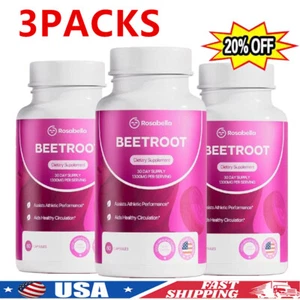 3PACK Rosabella Organic Beetroot - 1300mg Capsule Support Blood Pressure 180Ct - Picture 1 of 9