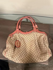 GUCCI Diamante Sukey Bolso de Hombro Dije Lona Cuero Marrón Rosa - Imagen 1 de 10