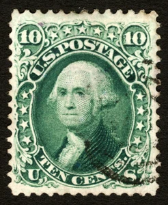 #68 1861 10c Green Attractive VF-XF Used Face Free Light Cancel - Picture 1 of 1