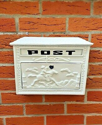 Briefkasten Aus Aluguss, Historisches Englisches Design, Mit 2 Schlüssel, Weiß • 53.50€