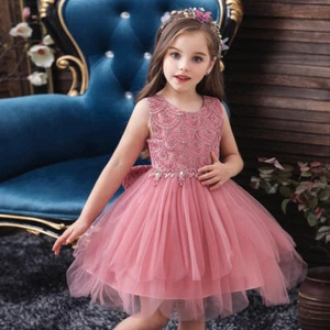 Girls flowers Princess dressess baby girls dress for wedding party and birthdays - Picture 1 of 38