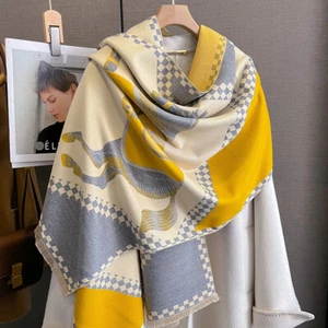 Imitate Cashmere Long Scarf Vintage Horse Winter Warm Large Shawl Stole 185*65cm - Picture 1 of 22
