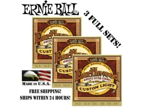 *3 SETS! ERNIE BALL EARTHWOOD 80/20 BRONZE CUSTOM LIGHT GUITAR STRINGS 2007* - Picture 1 of 1