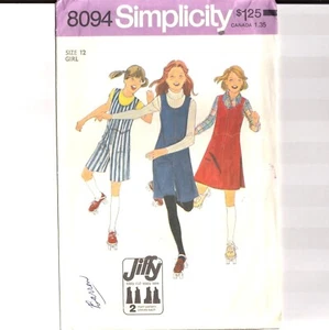 Simplicity 8094 Pattern Girls 12 Jumper Culotte Jumpsuit - Picture 1 of 2