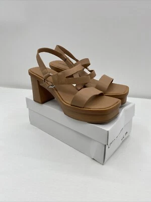 Lucky Brand Marselina 棕色皮革厚底凉鞋 7.5 码 — 第 1/4 张图片