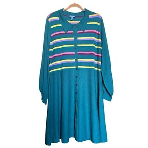 Modcloth Green Retro Stripe Sweater Dress 2X NWOT - Picture 1 of 5