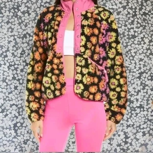 Free People FP Movement XS Rocky Ridge Fleece Button Jacket Pink Daisy EUC $168 - Picture 1 of 9