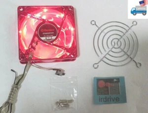 NEW Enermax 80mm x 25mm Red LED 3pin w/ Thermal Control + Case Fan Guard, Screws - Picture 1 of 13