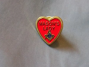Mason's Lady  Masonic Lapel Tac Pin Square Compass Red Heart NEW! - Picture 1 of 1