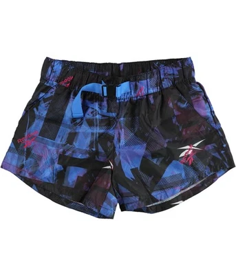 Reebok Womens Meet You There Athletic Workout Shorts, blkblpk, M - Image 1 of 2