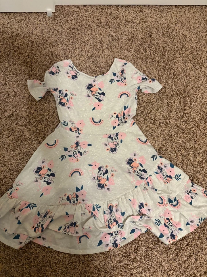 Vestido Disney Jumping Beans Minnie Mouse 8 Gris Falda Volantes Completa Mezcla de Algodón Foto 1 de 3