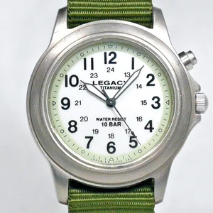 ORIENT LEGACY Military Field Watch VA00 White Dial Backlight Titanium Green Belt - Picture 1 of 11
