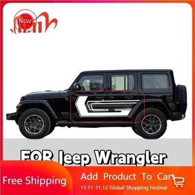 适用于吉普牧马人侧门贴花图形乙烯基赛车条纹汽车贴纸 2 件 — 第 1/4 张图片